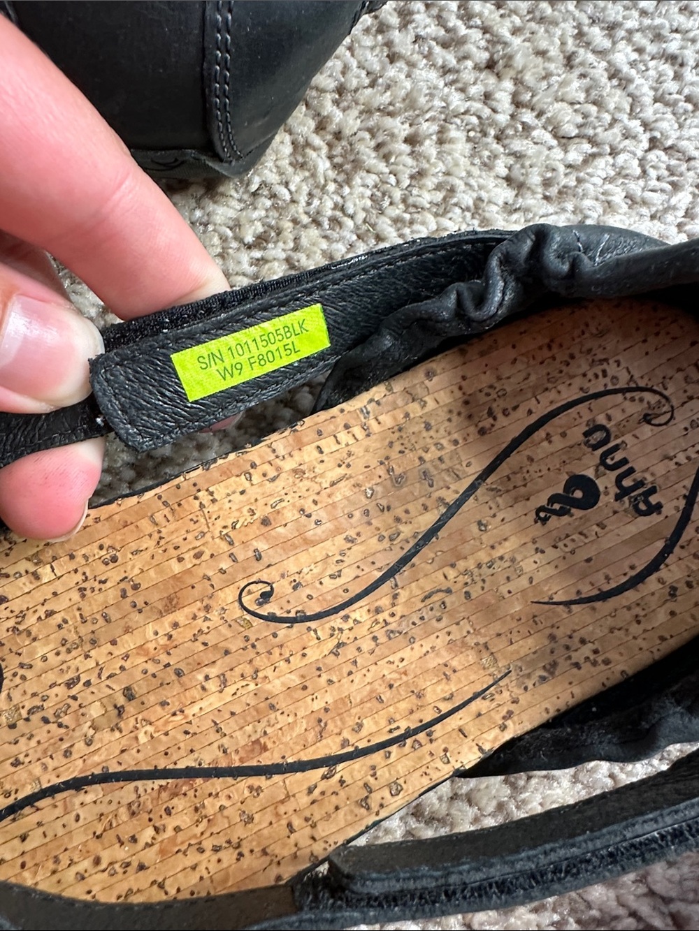 Ahnu Black Leather Cross-Strap Flats - Picture 4 of 5